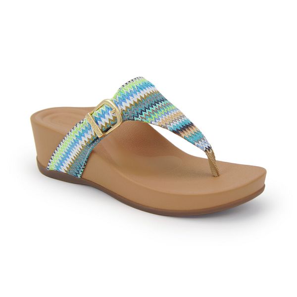 Aetrex Women's Kate Arch Support Wedge Sandals Blue Sandals UK 6862-808